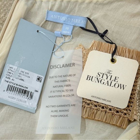 Antonio Melani X The Style Bungalow Manana Mini Raffia Dress NWT Natural $199 - Picture 12 of 14